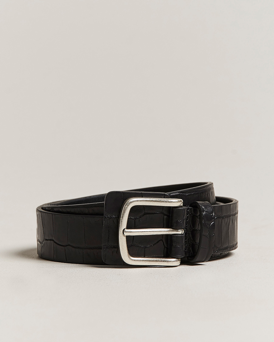 Herr | Anderson's Embossed Croco Belt 3 cm Black | Anderson's | Embossed Croco Belt 3 cm Black