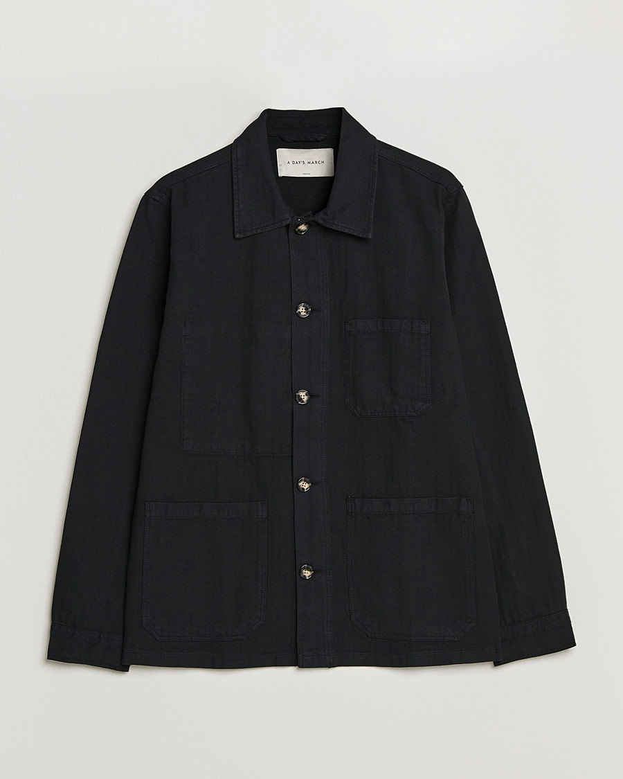 Herr | Skjortor | A Day's March | Original Herringbone Overshirt Black