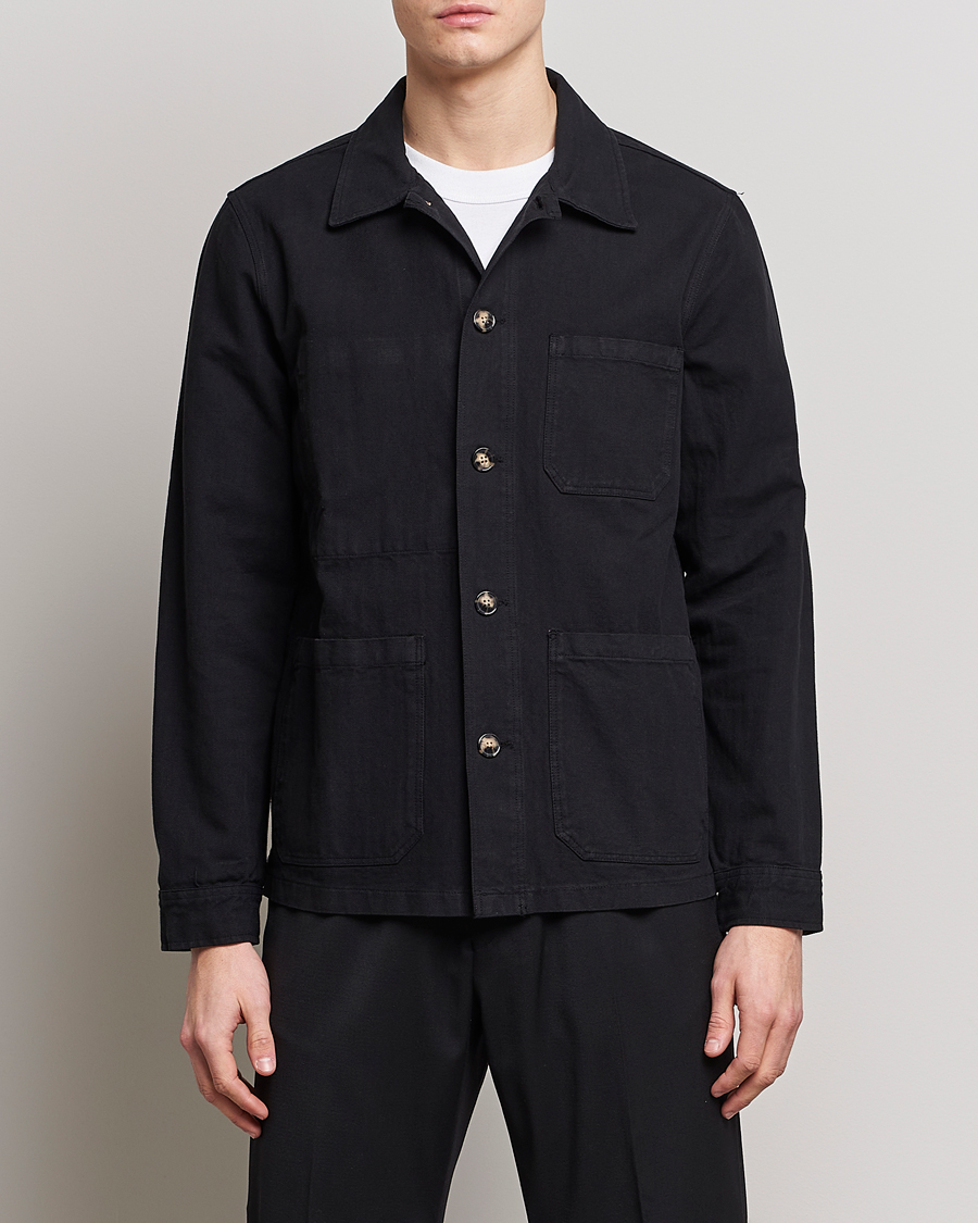 Herr | A Day's March | A Day's March | Original Herringbone Overshirt Regular Fit Black