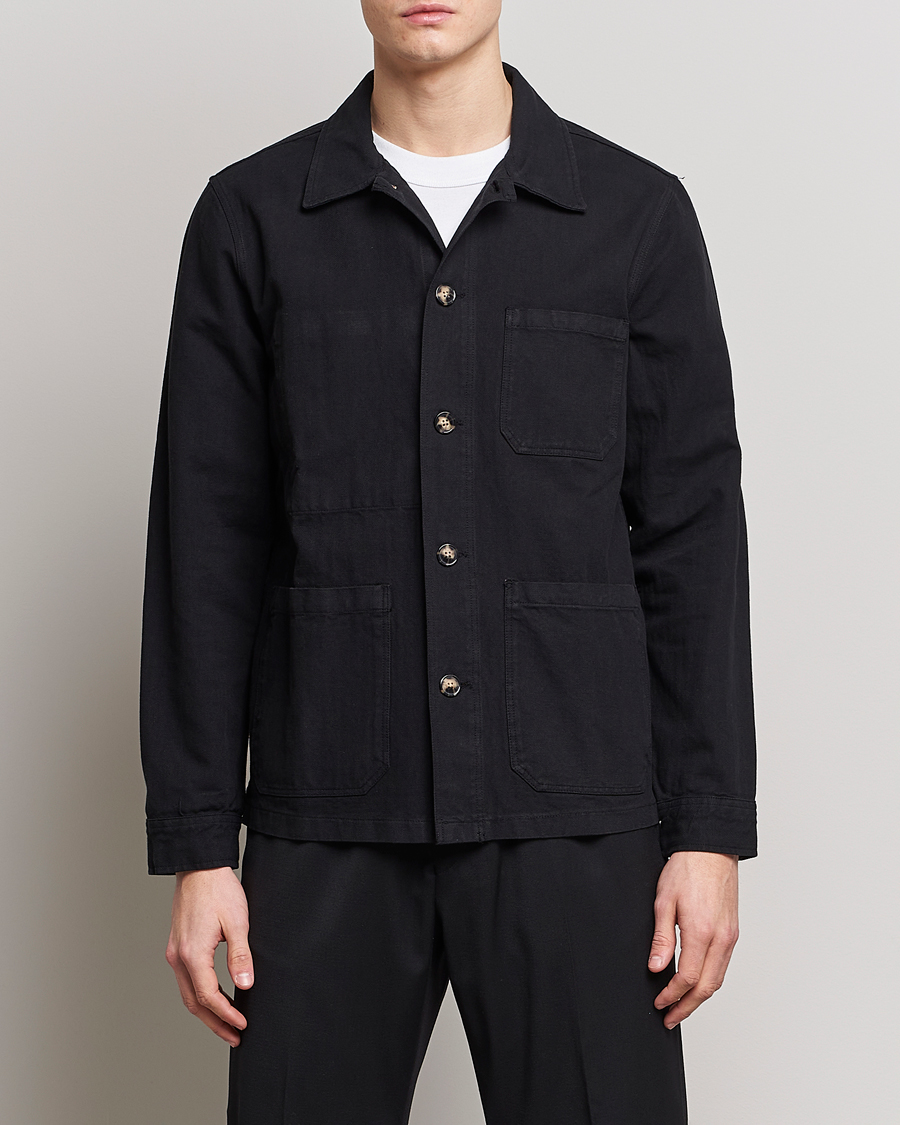 Herr | Skjortor | A Day's March | Original Herringbone Overshirt Black