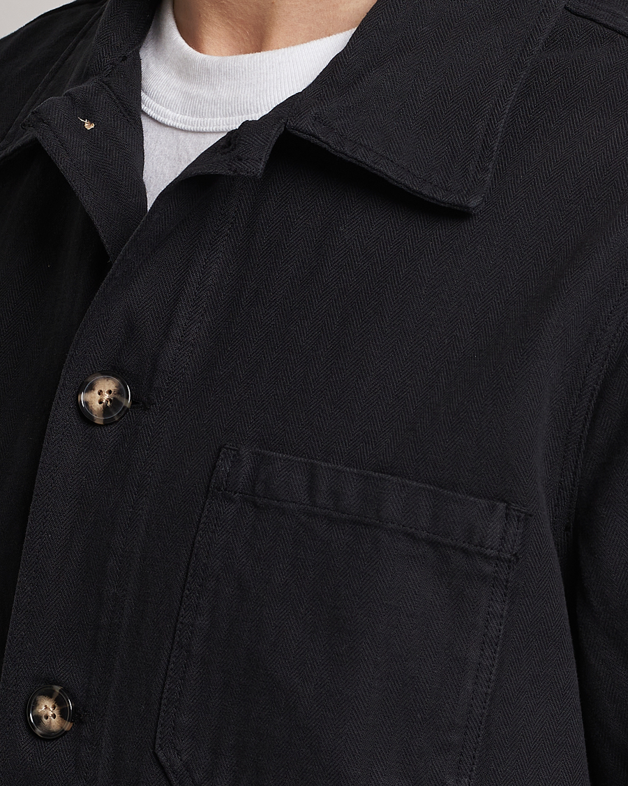 Herr | Skjortor | A Day's March | Original Herringbone Overshirt Black