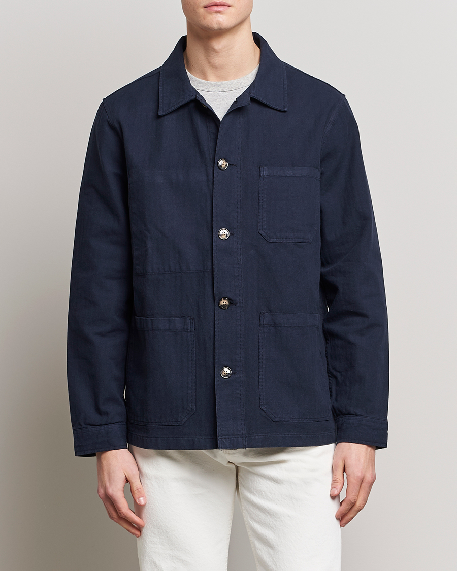 Herr | A Day's March | A Day's March | Original Herringbone Overshirt Regular Fit Navy