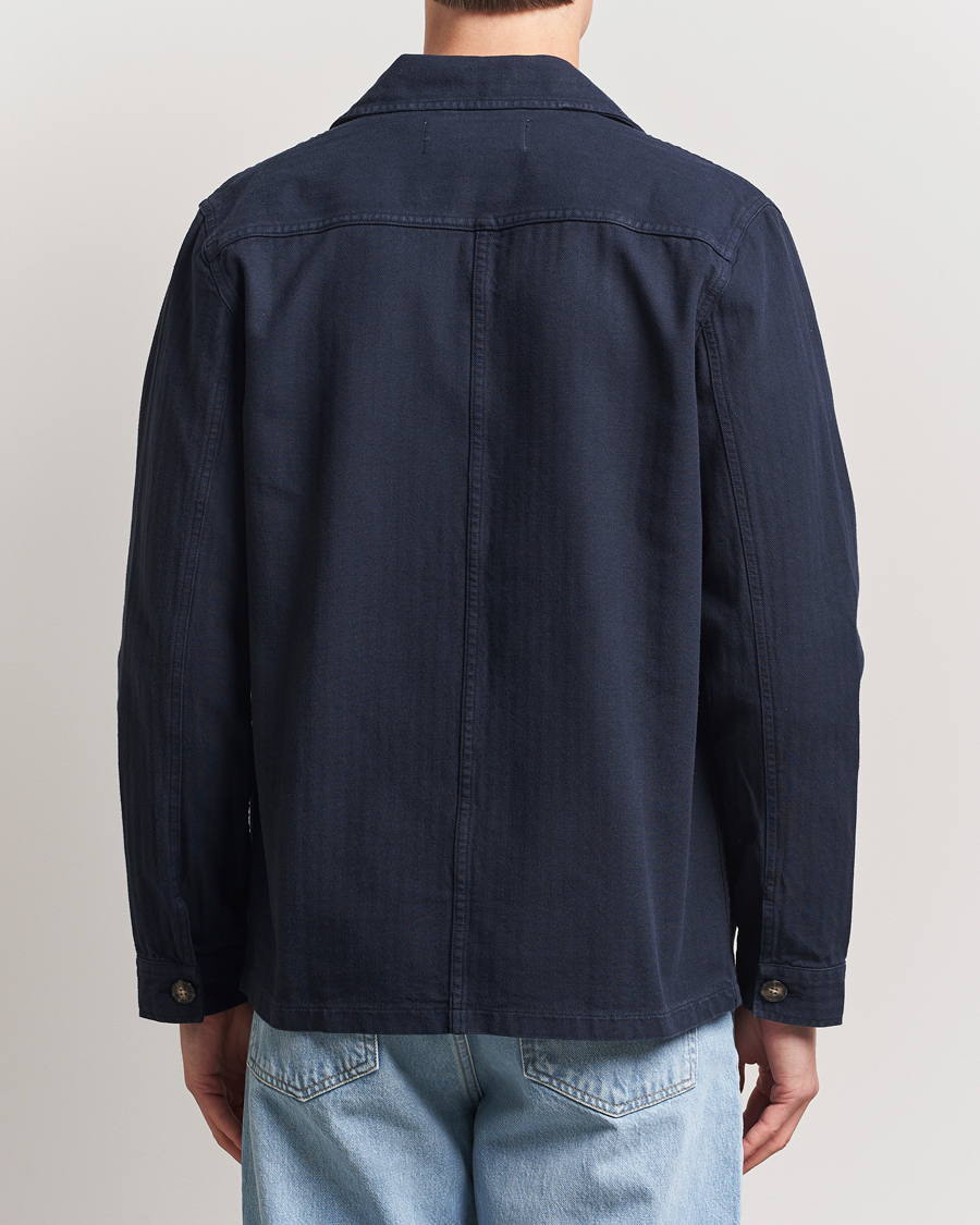 Herr | Skjortor | A Day's March | Herringbone Overshirt Navy
