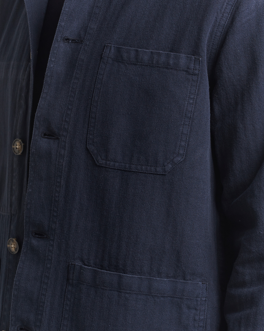 Herr | Skjortor | A Day's March | Herringbone Overshirt Navy