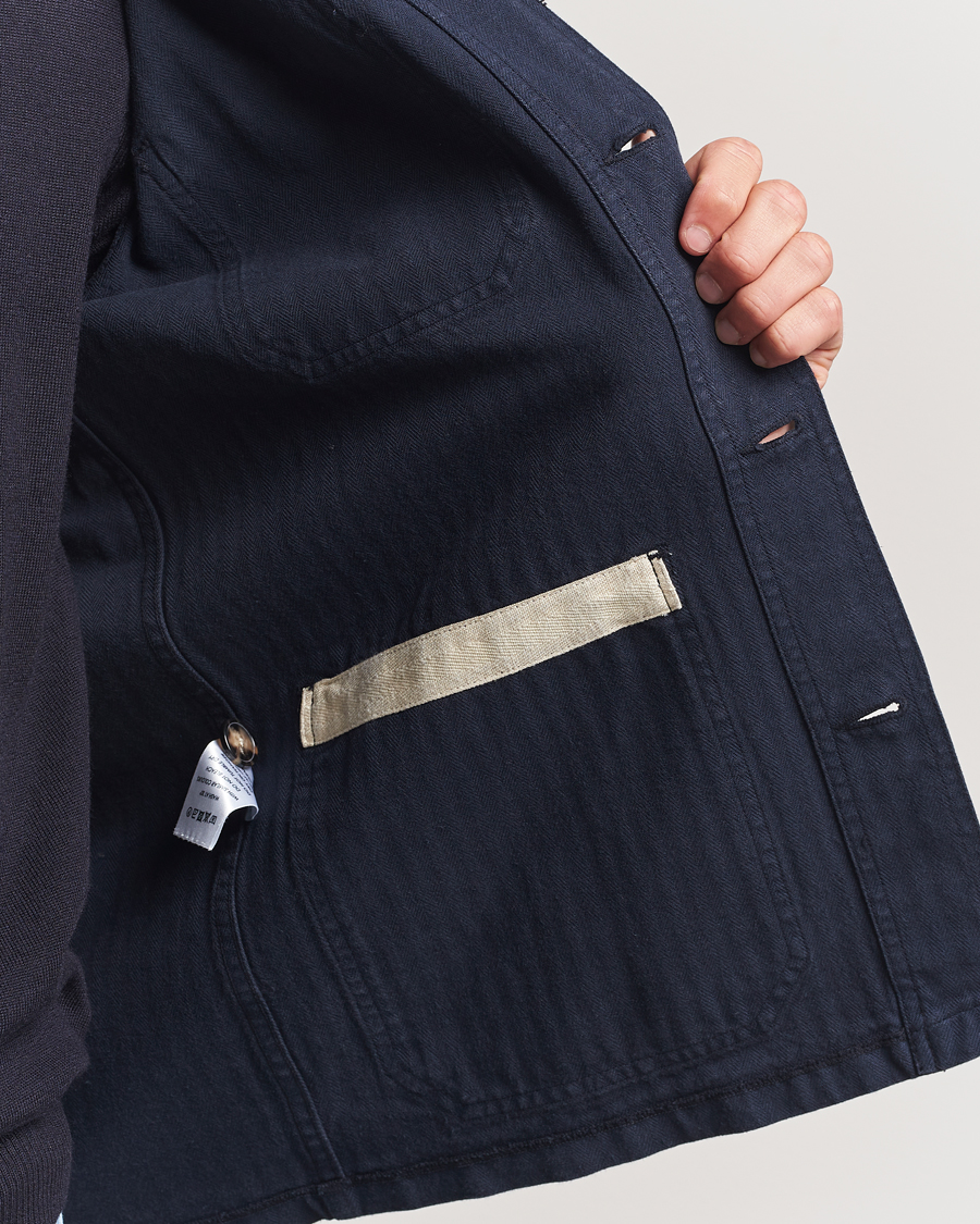 Herr | Skjortor | A Day's March | Herringbone Overshirt Navy