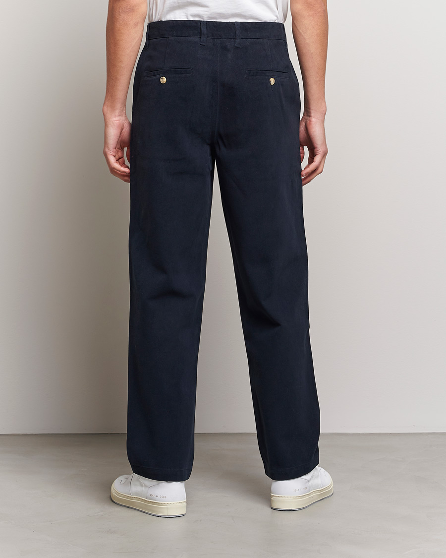 Herr | Byxor | A Day's March | Redwood Cotton/Tencel Trousers Navy
