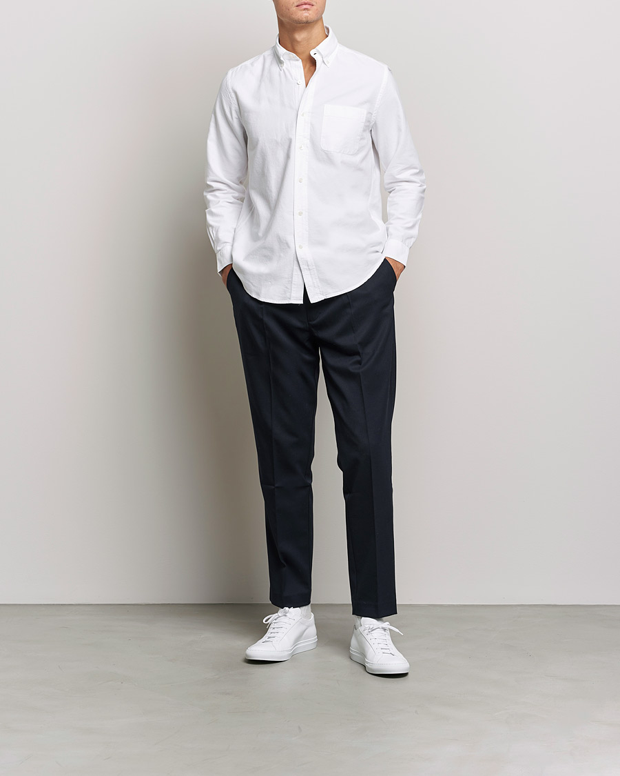 Herr | Skjortor | A Day's March | Moorgate Dyed Oxford Shirt White