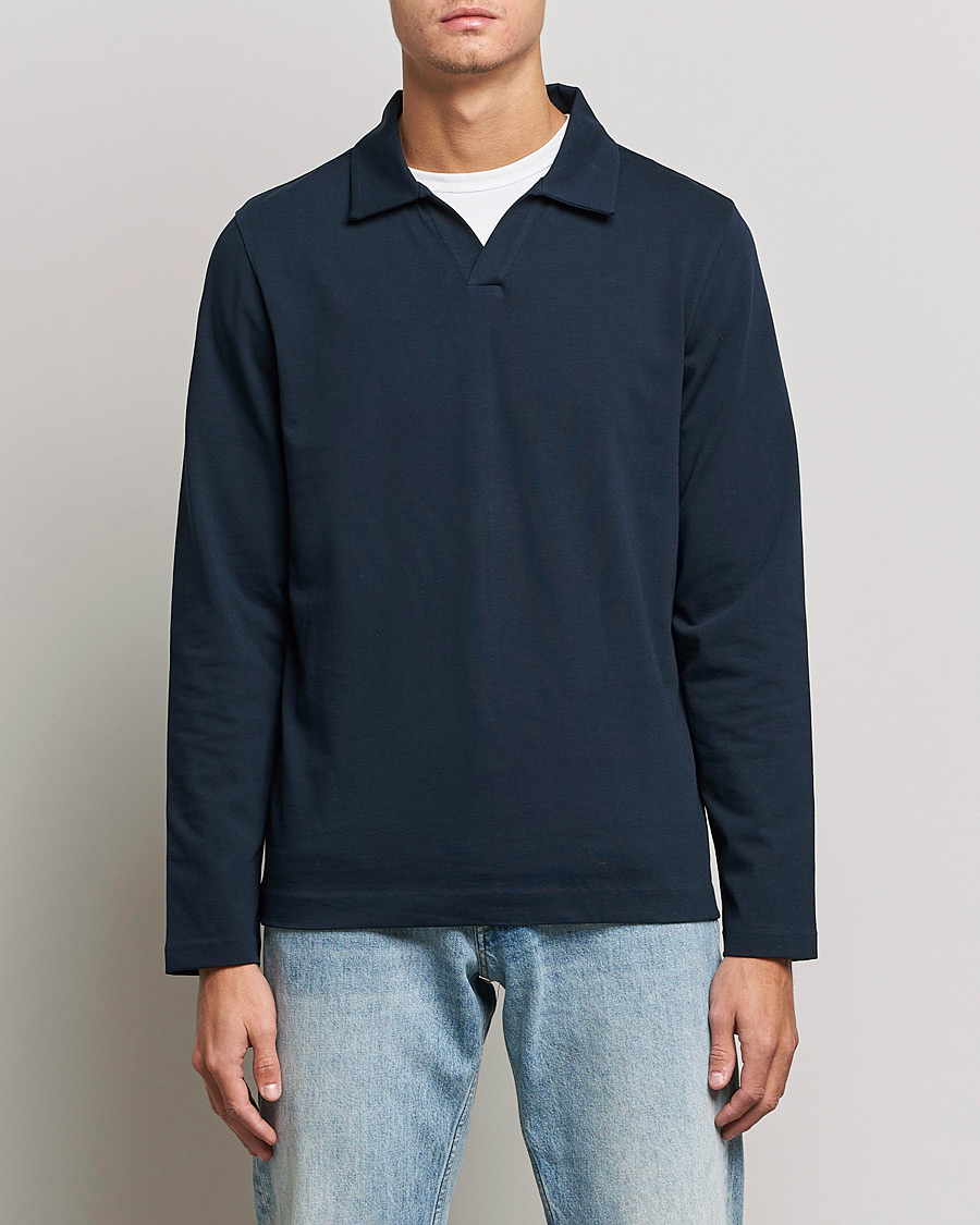 Herr | A Day's March | A Day's March | Branford Long Sleeve Jersey Polo Navy
