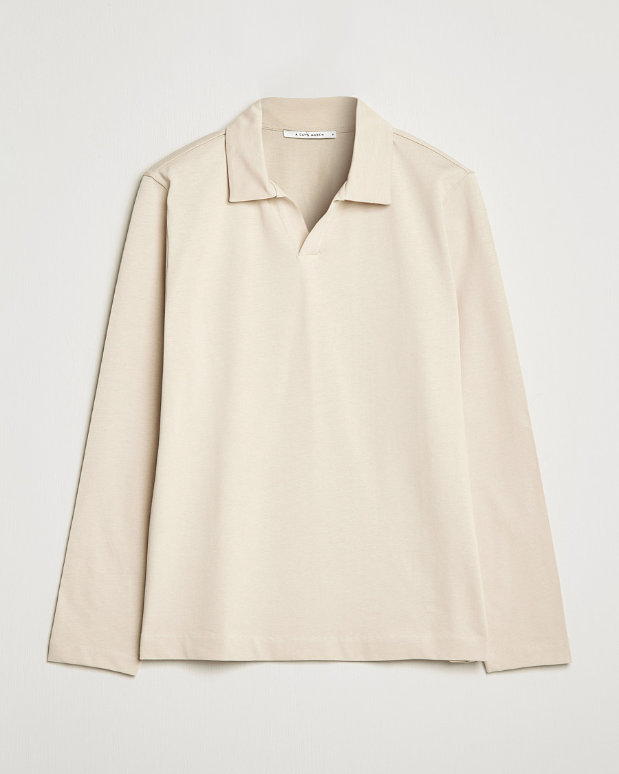 Herr | Tröjor | A Day's March | Branford Long Sleeve Jersey Polo Sand