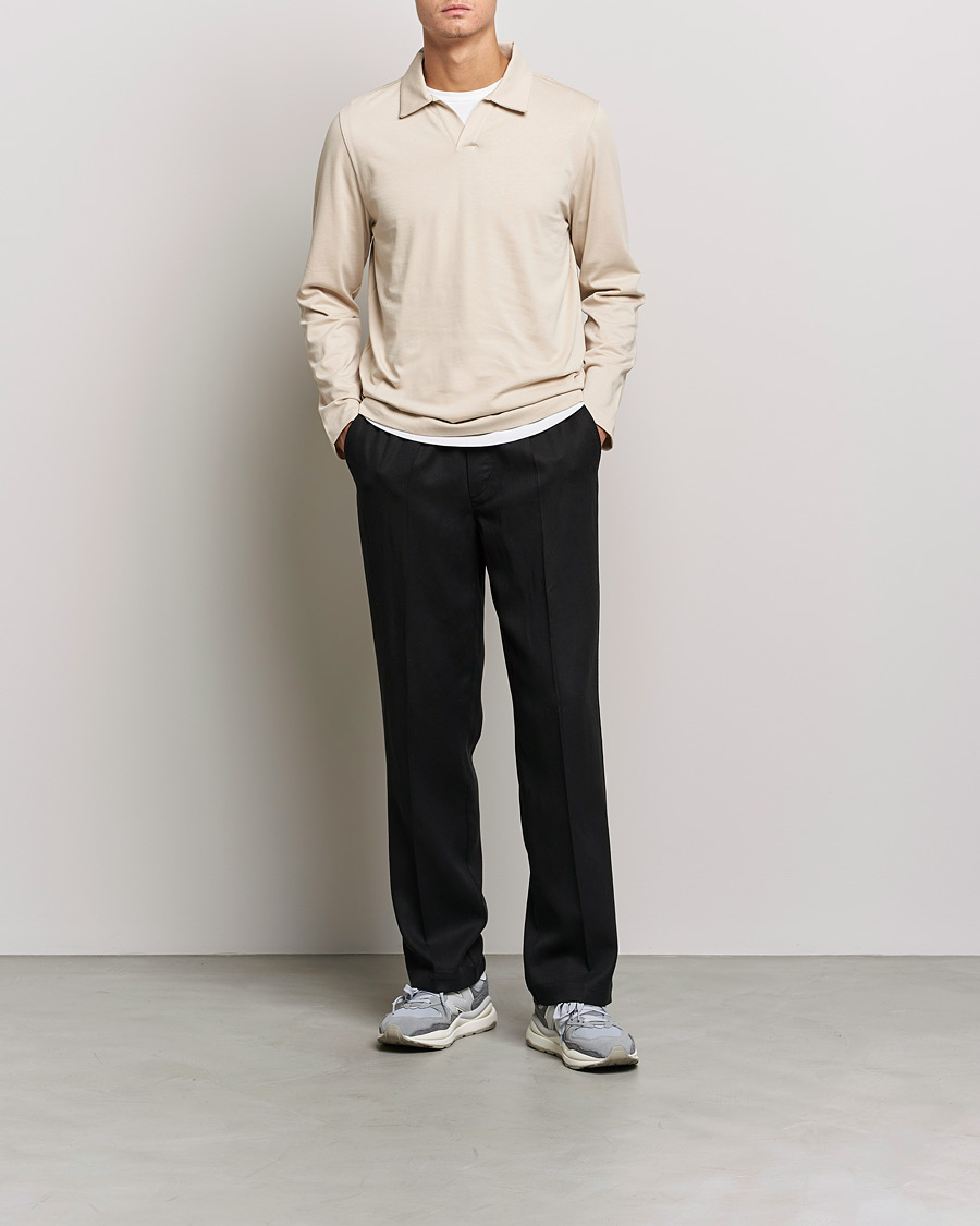 Herr | Pikéer | A Day's March | Branford Long Sleeve Jersey Polo Sand