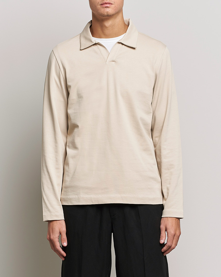 Herr | Långärmade pikéer | A Day's March | Branford Long Sleeve Jersey Polo Sand