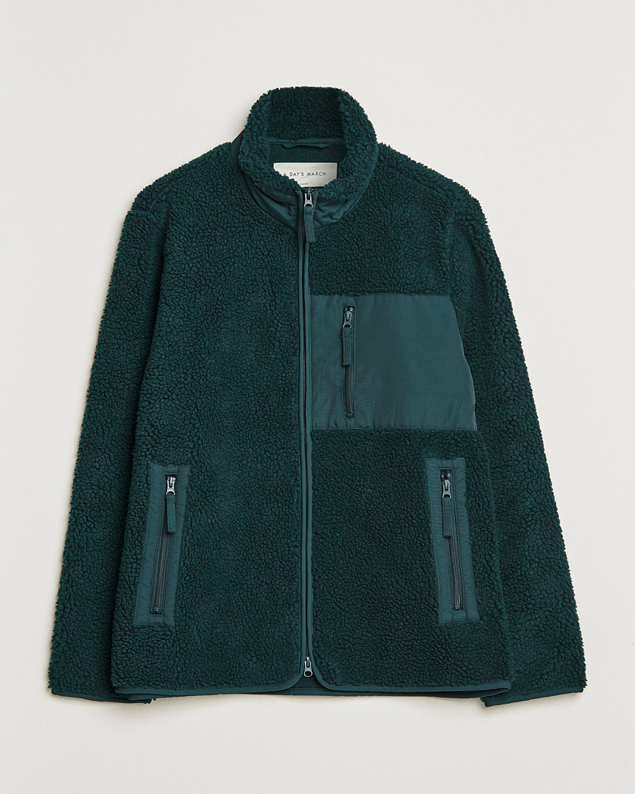 Herr | Tröjor | A Day's March | Granån Recycled Fleece Jacket Bottle Green