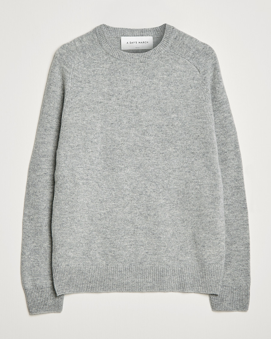 Herr | Tröjor | A Day's March | Brodick Lambswool Sweater Grey Melange