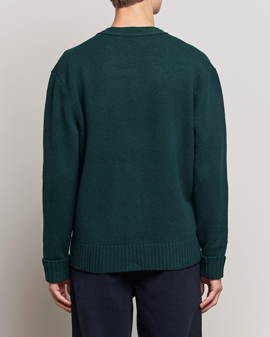 Herr | Tröjor | A Day's March | Snag Lambswool Cardigan Bottle Green