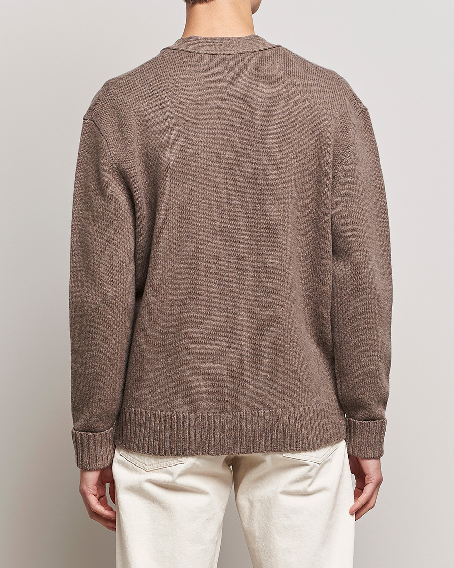 Herr | Tröjor | A Day's March | Snag Lambswool Cardigan Taupe Melange