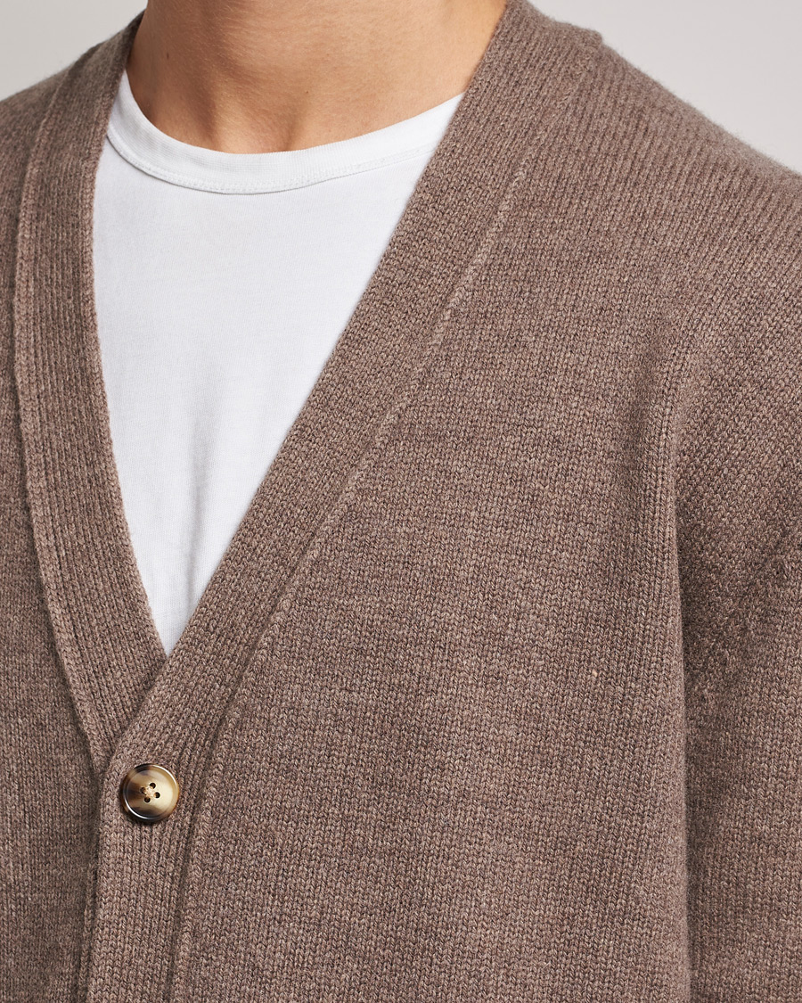 Herr | Tröjor | A Day's March | Snag Lambswool Cardigan Taupe Melange