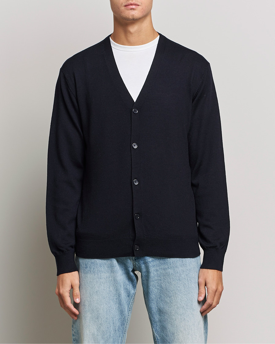 Herr | Tröjor | A Day's March | Oca Merino Cardigan Navy