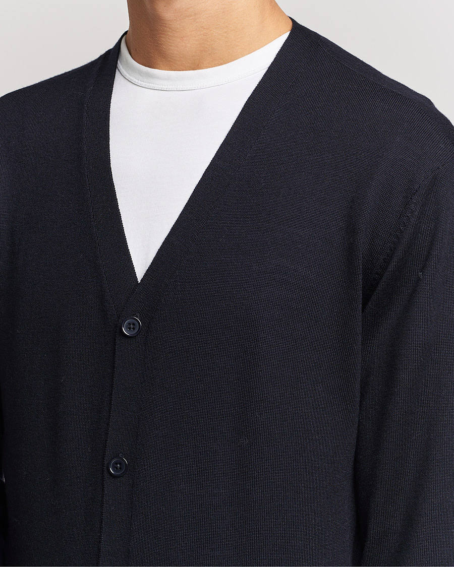 Herr | Tröjor | A Day's March | Oca Merino Cardigan Navy