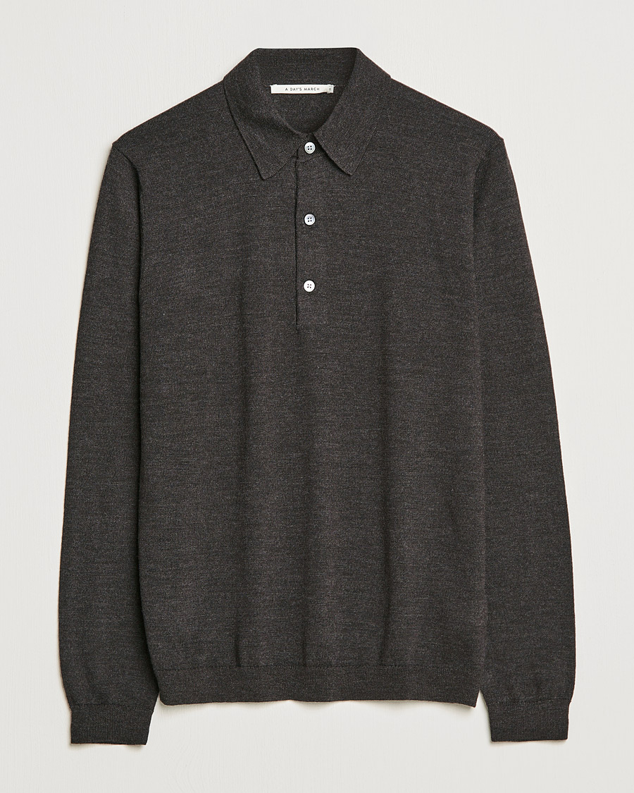 Herr | Tröjor | A Day's March | Ambroz Merino Polo Java Brown