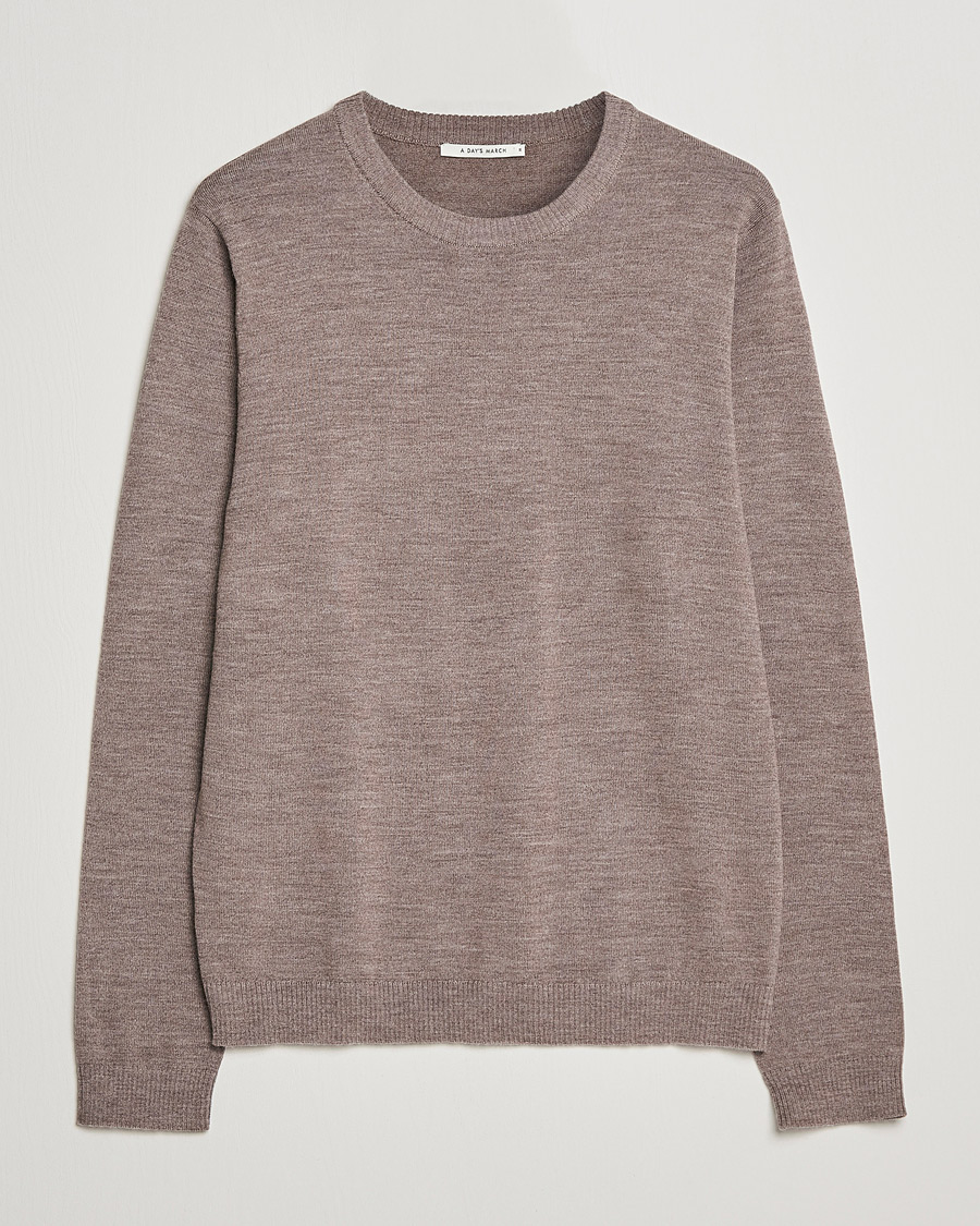 Herr | Tröjor | A Day's March | Alagón Merino Crew Taupe Melange