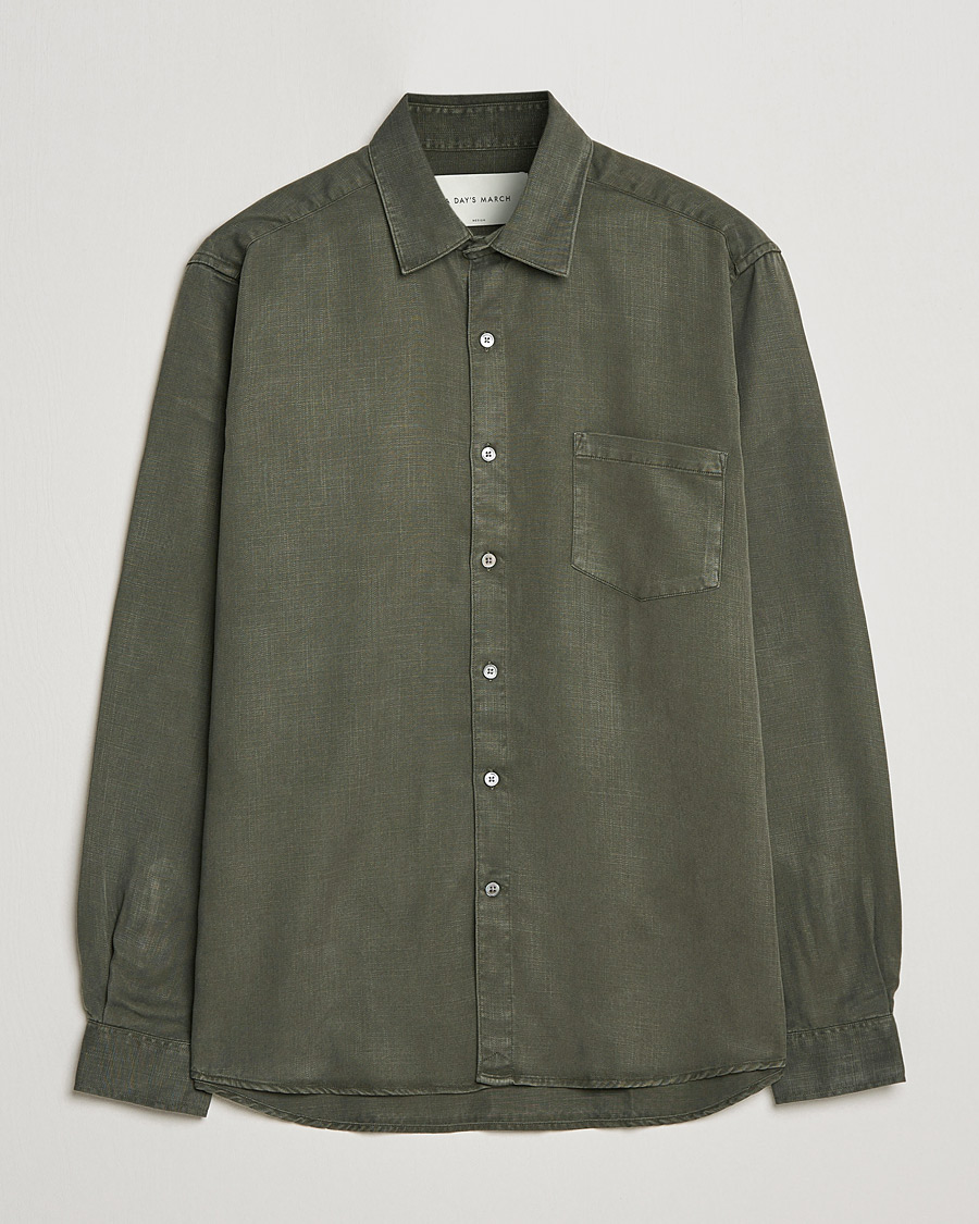 Herr | Skjortor | A Day's March | Daintree Tencel Shirt Olive