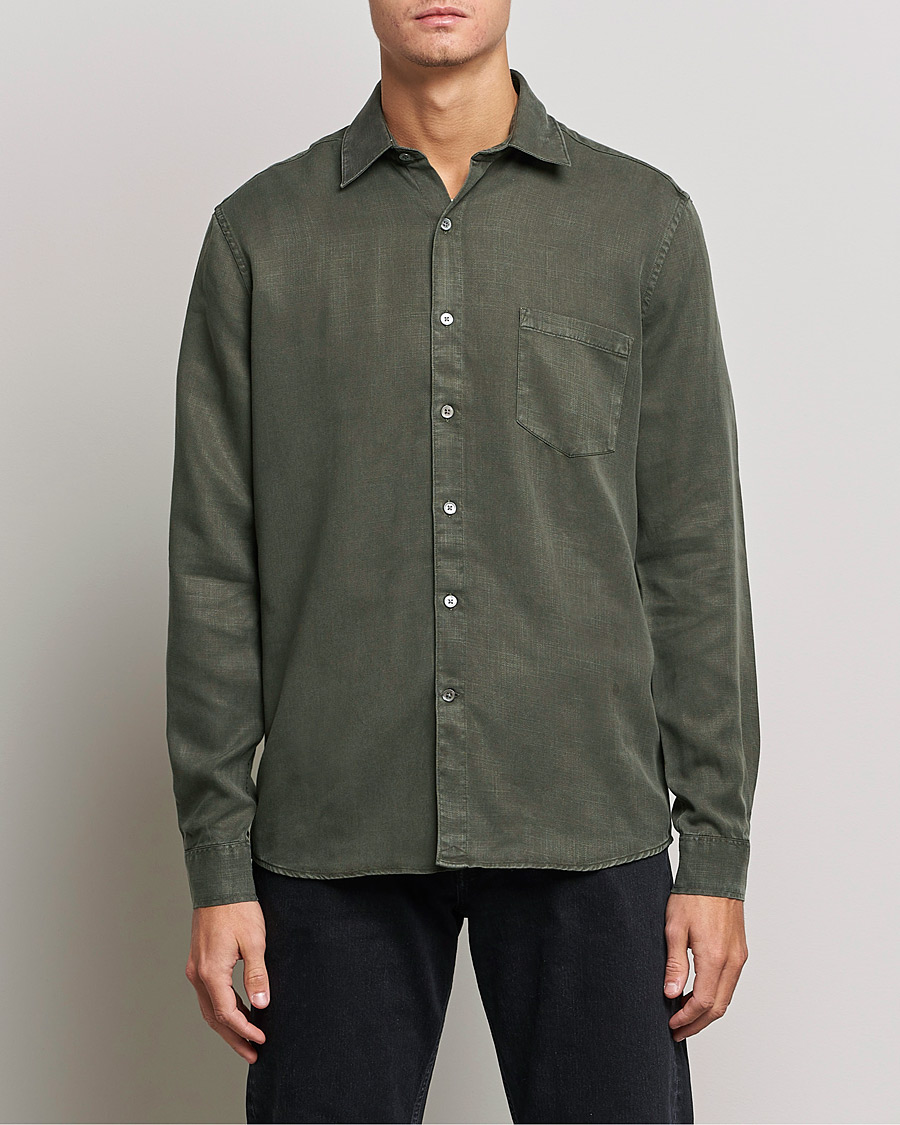 Herr | Casualskjortor | A Day's March | Daintree Tencel Shirt Olive