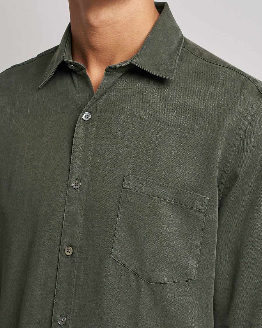 Herr | Skjortor | A Day's March | Daintree Tencel Shirt Olive