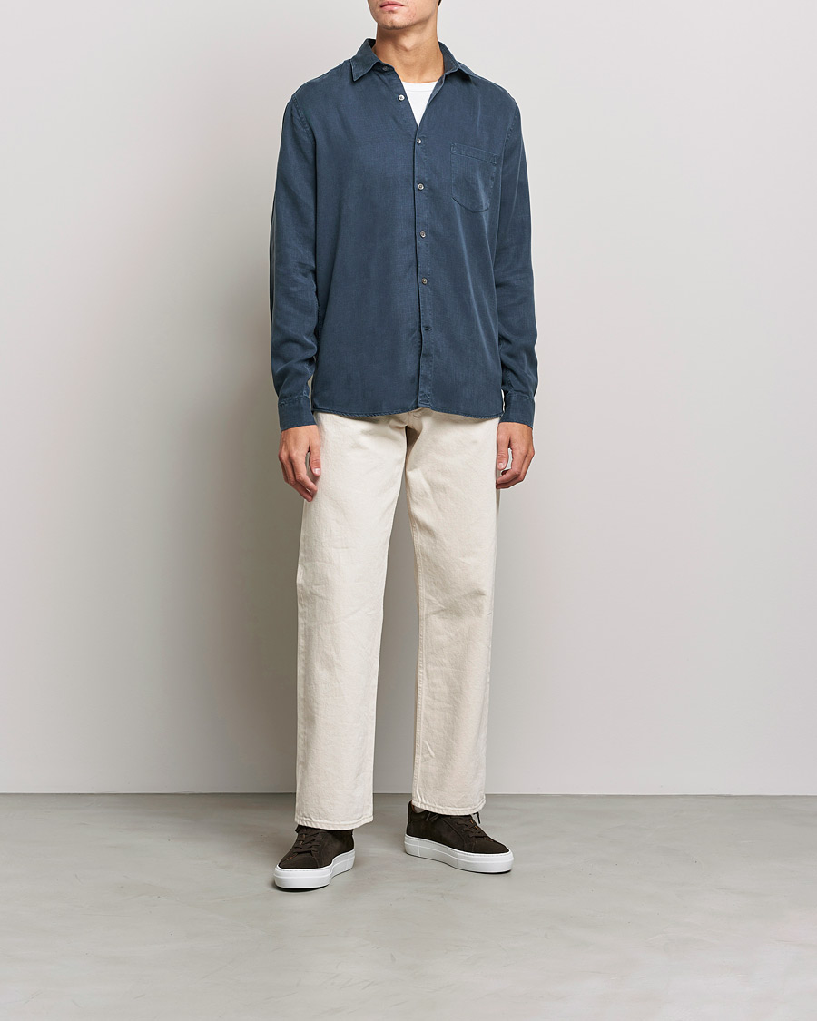 Herr | Skjortor | A Day's March | Daintree Tencel Shirt Navy