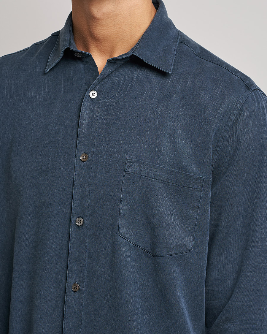 Herr | Skjortor | A Day's March | Daintree Tencel Shirt Navy