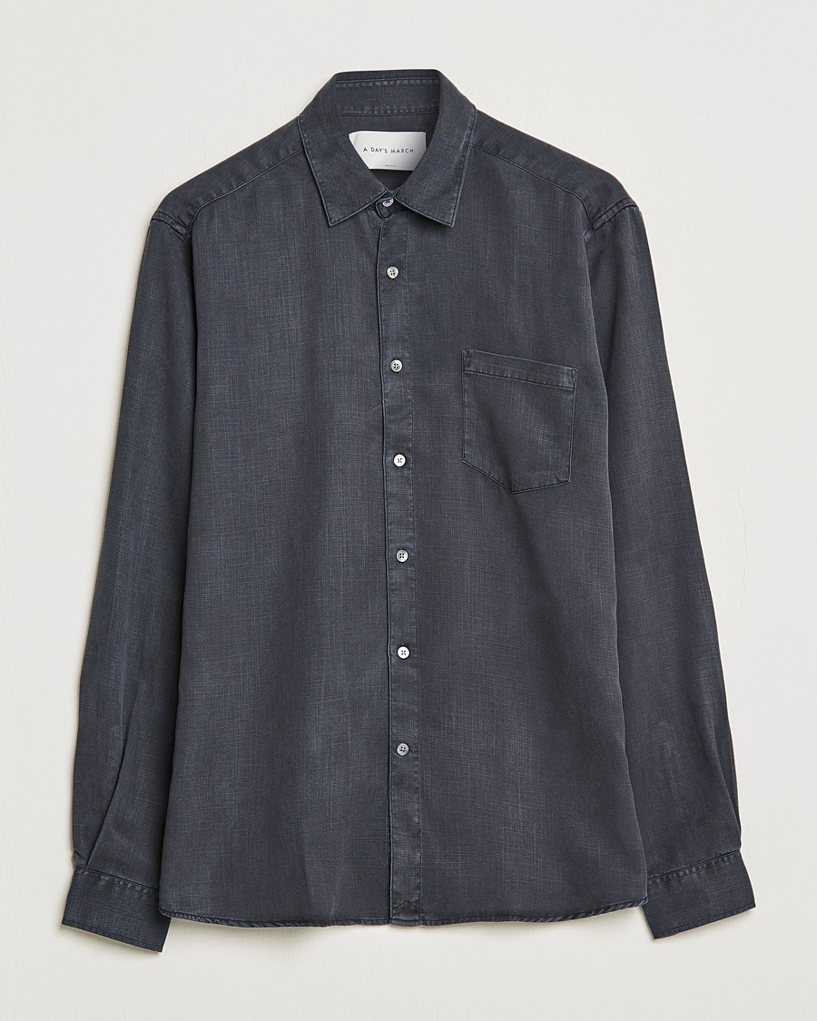 Herr | Skjortor | A Day's March | Daintree Tencel Shirt Off Black