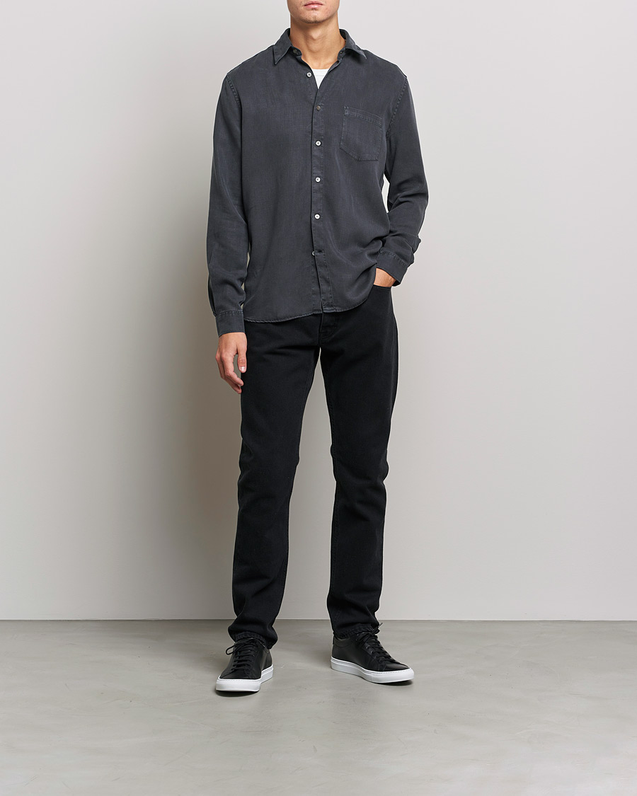 Herr | Skjortor | A Day's March | Daintree Tencel Shirt Off Black