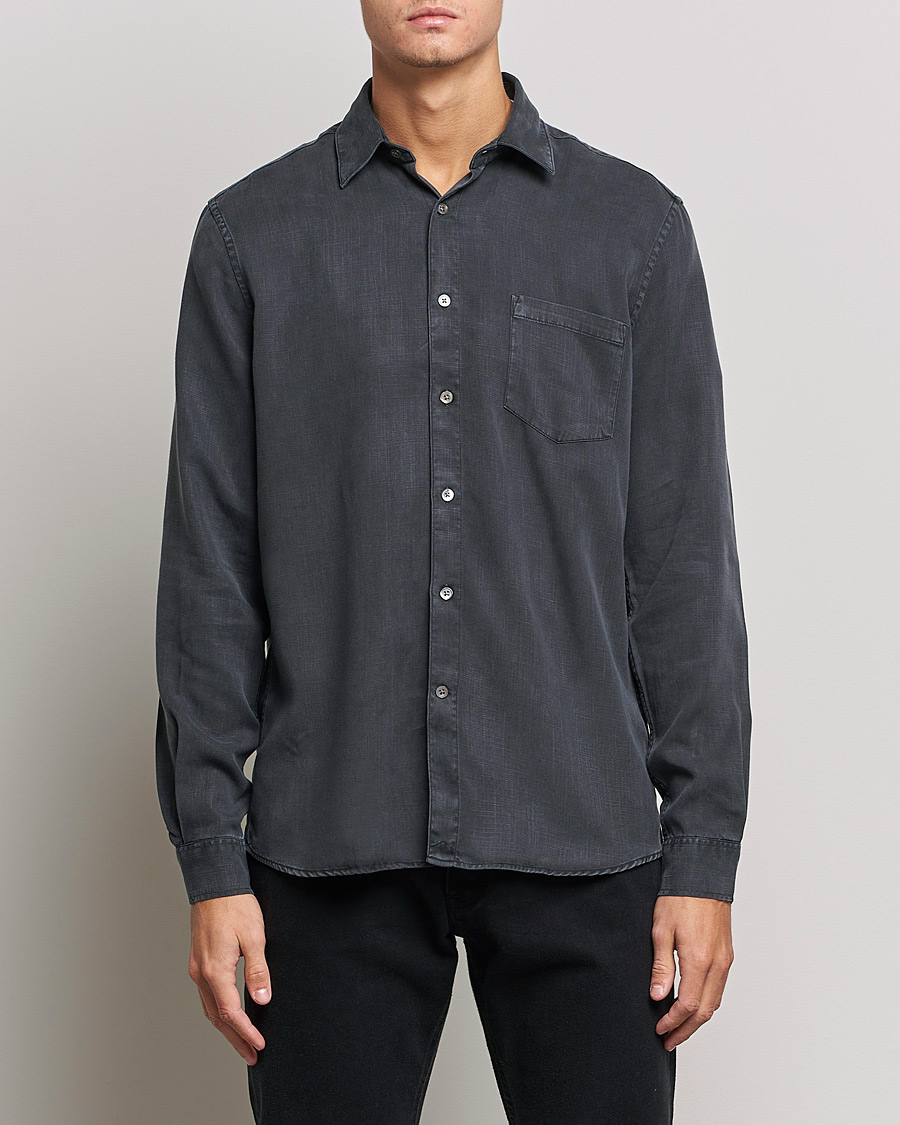 Herr | Skjortor | A Day's March | Daintree Lyocell Shirt Off Black