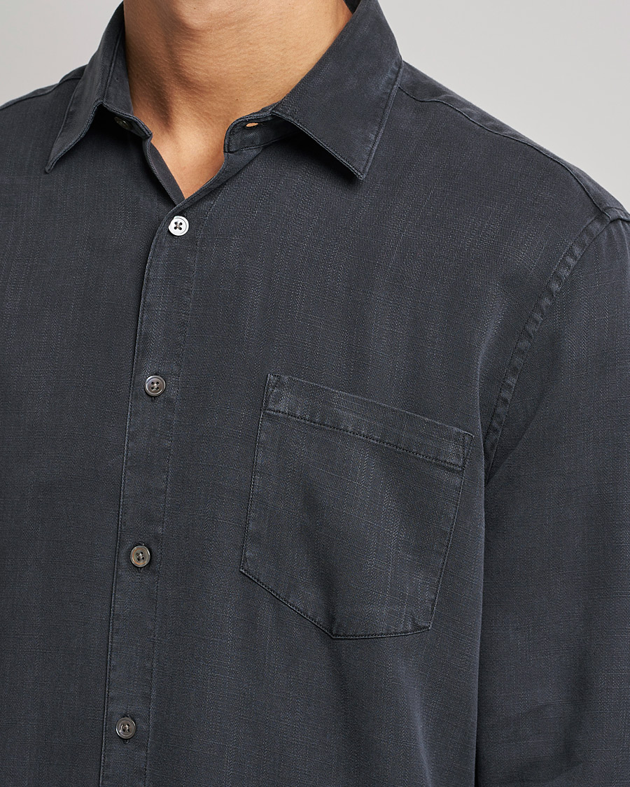 Herr | Skjortor | A Day's March | Daintree Lyocell Shirt Off Black