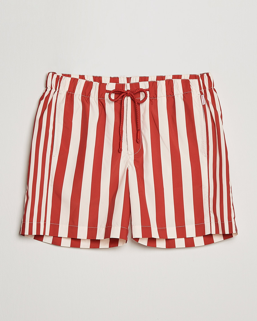 Herr | Badbyxor | Orlebar Brown | Bulldog Drawcord Mix Stripe Swim Shorts Vermillion