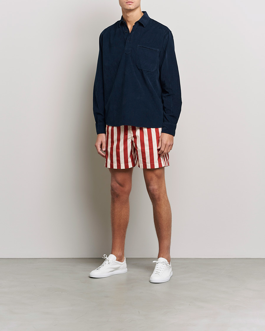 Herr | Badbyxor | Orlebar Brown | Bulldog Drawcord Mix Stripe Swim Shorts Vermillion