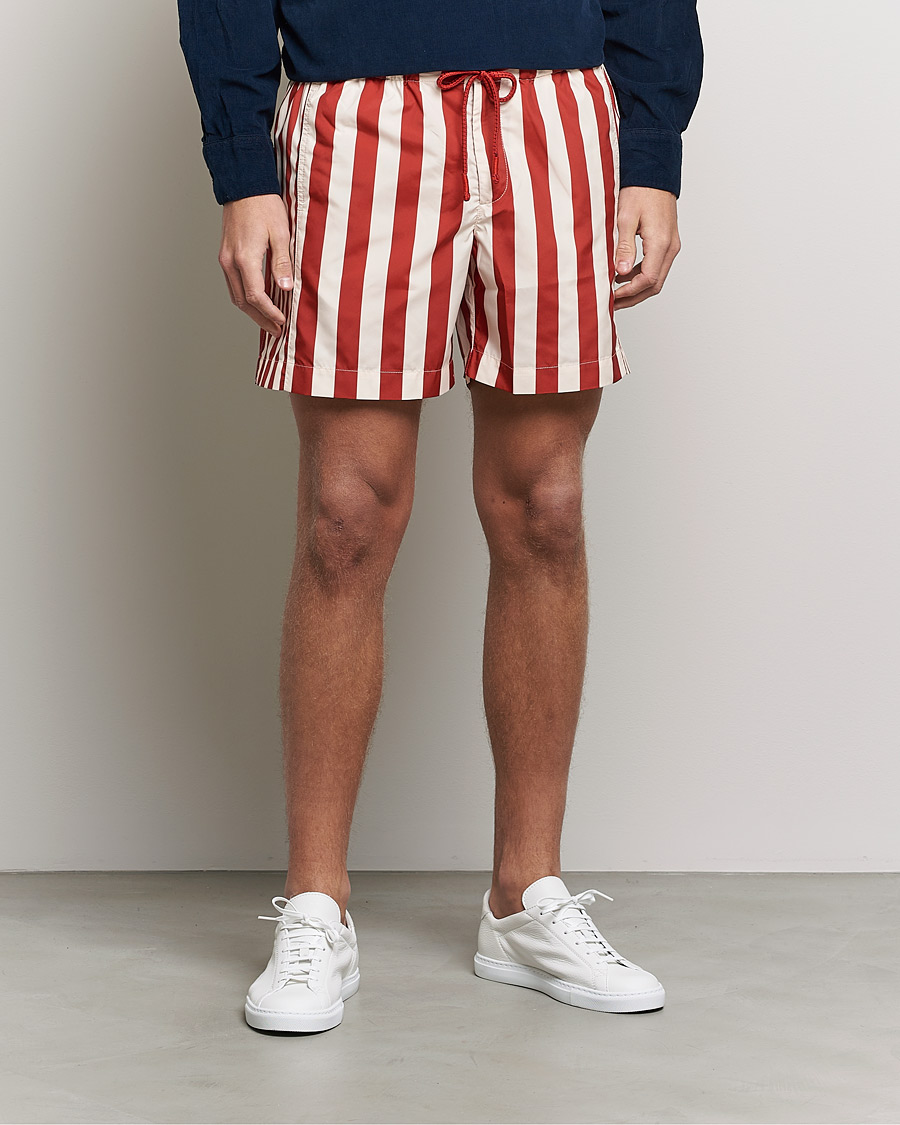 Herr | Badbyxor | Orlebar Brown | Bulldog Drawcord Mix Stripe Swim Shorts Vermillion