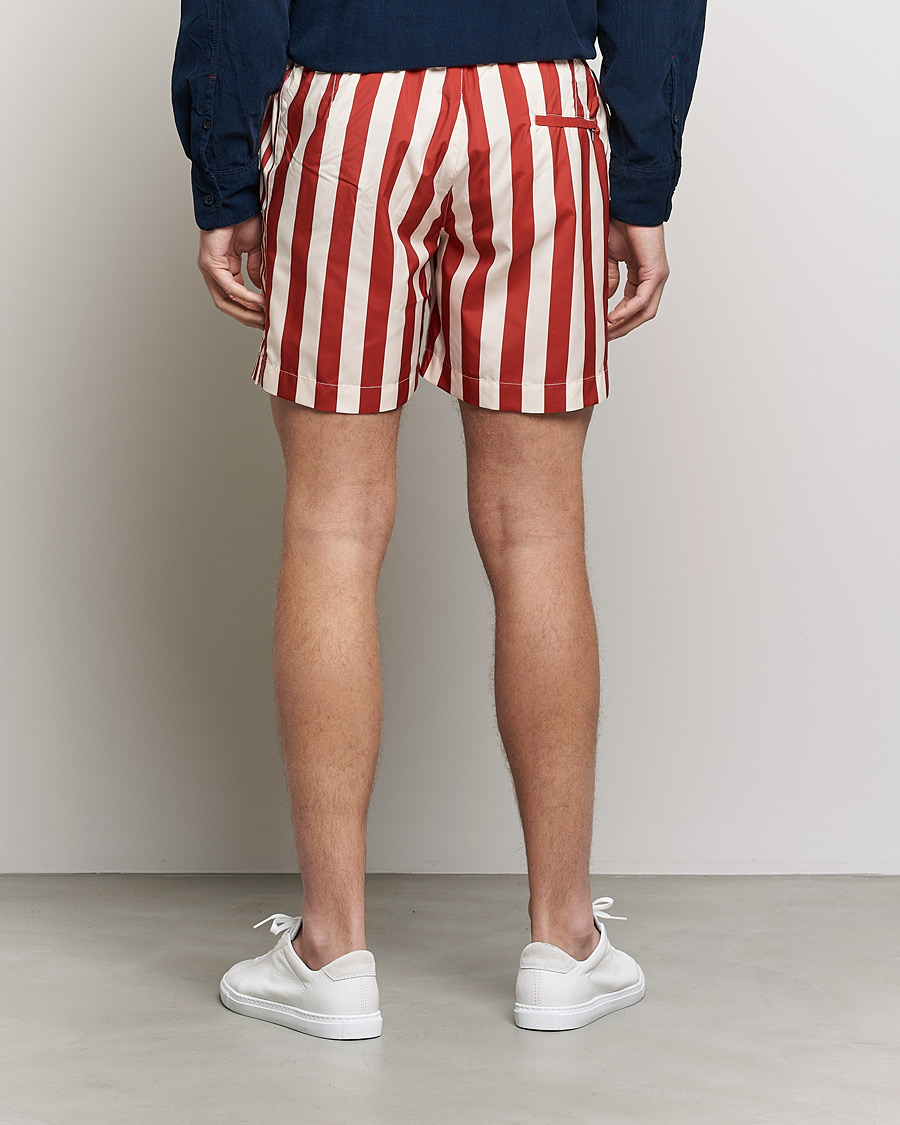 Herr | Badbyxor | Orlebar Brown | Bulldog Drawcord Mix Stripe Swim Shorts Vermillion