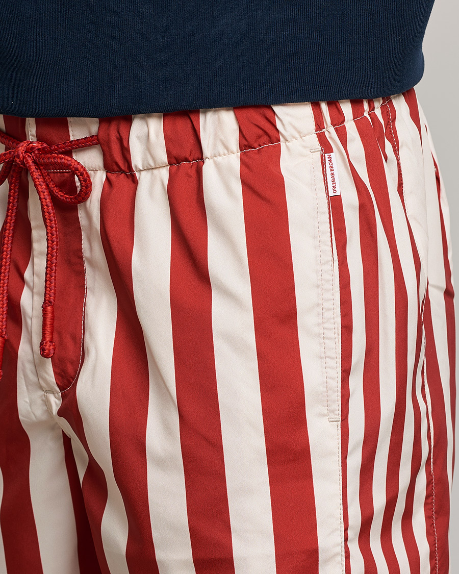 Herr | Badbyxor | Orlebar Brown | Bulldog Drawcord Mix Stripe Swim Shorts Vermillion