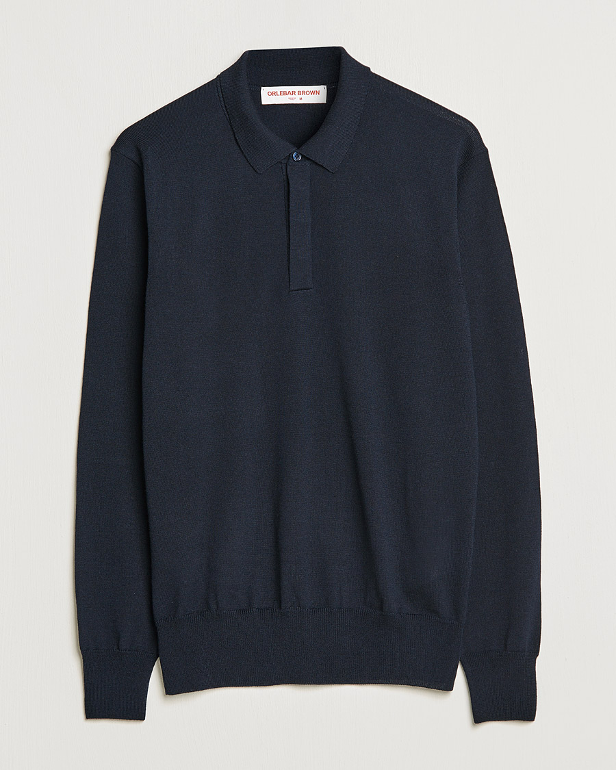Herr | Tröjor | Orlebar Brown | Ebro OB Stripe Merino Poloshirt Night Iris