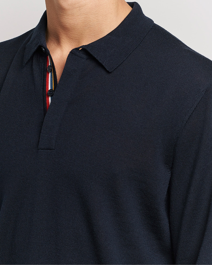 Herr | Tröjor | Orlebar Brown | Ebro OB Stripe Merino Poloshirt Night Iris