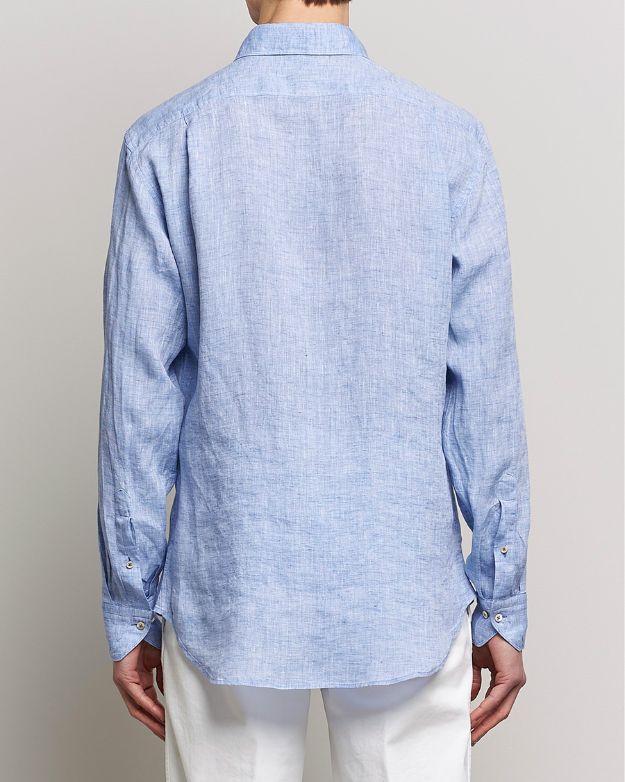 Herr | Skjortor | Stenströms | Fitted Body Cut Away Linen Shirt Blue