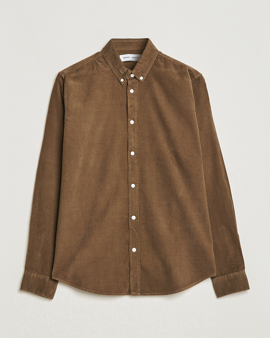 Herr | Skjortor | Samsøe Samsøe | Samsøe & Samsøe Liam Organic Cotton Corduroy Shirt Stone Gray