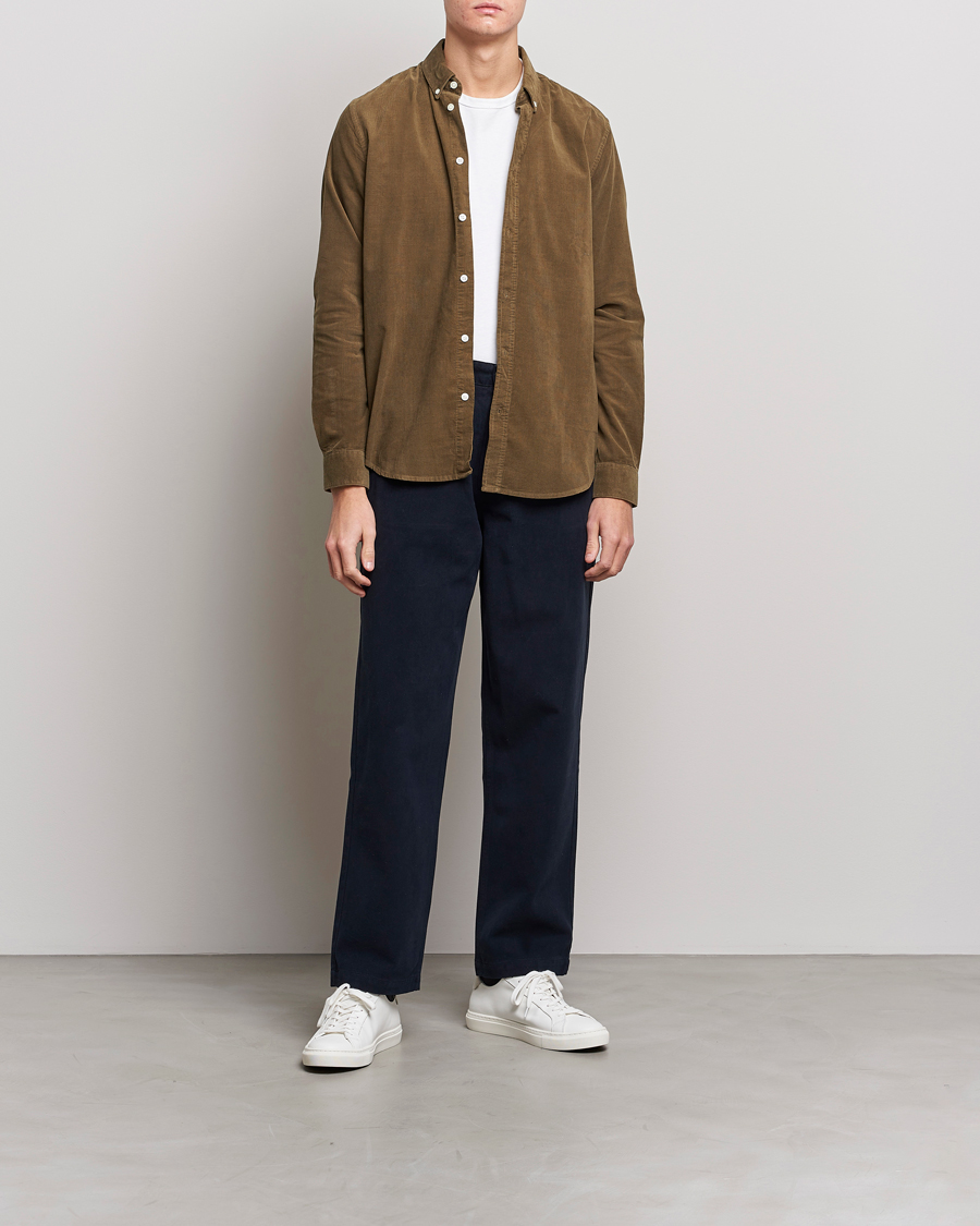 Herr | Skjortor | Samsøe Samsøe | Samsøe & Samsøe Liam Organic Cotton Corduroy Shirt Stone Gray