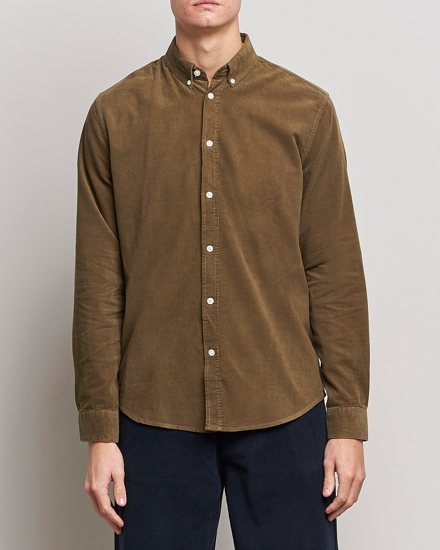 Herr | Skjortor | Samsøe Samsøe | Samsøe & Samsøe Liam Organic Cotton Corduroy Shirt Stone Gray