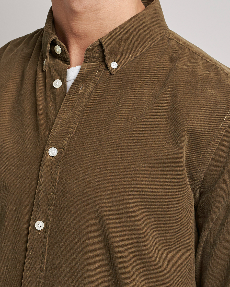 Herr | Skjortor | Samsøe Samsøe | Samsøe & Samsøe Liam Organic Cotton Corduroy Shirt Stone Gray