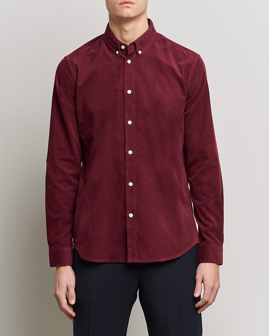 Herr | Manchesterskjortor | Samsøe & Samsøe | Liam Organic Cotton Corduroy Shirt Windsor Wine