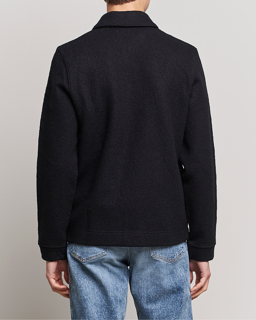 Herr | Skjortor | Samsøe Samsøe | Samsøe & Samsøe Hannes Boiled Wool Full Zip Overshirt Black