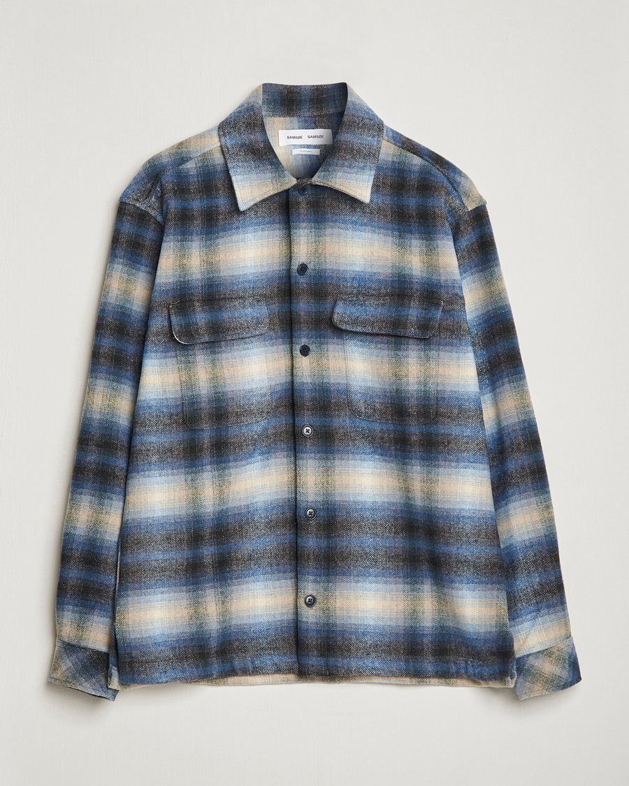 Herr | Skjortor | Samsøe Samsøe | Samsøe & Samsøe Castor Recycled Overshirt Blue Checked