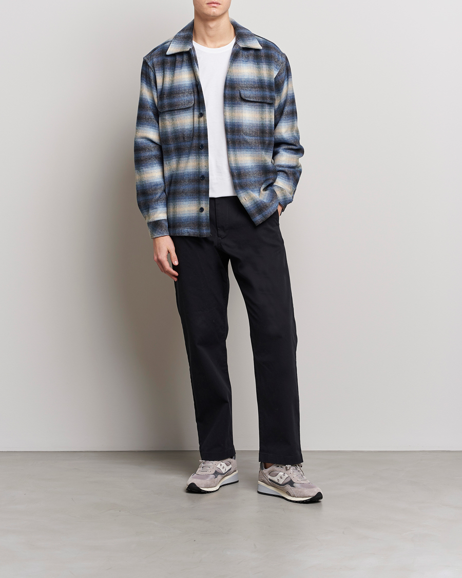 Herr | Skjortor | Samsøe Samsøe | Samsøe & Samsøe Castor Recycled Overshirt Blue Checked
