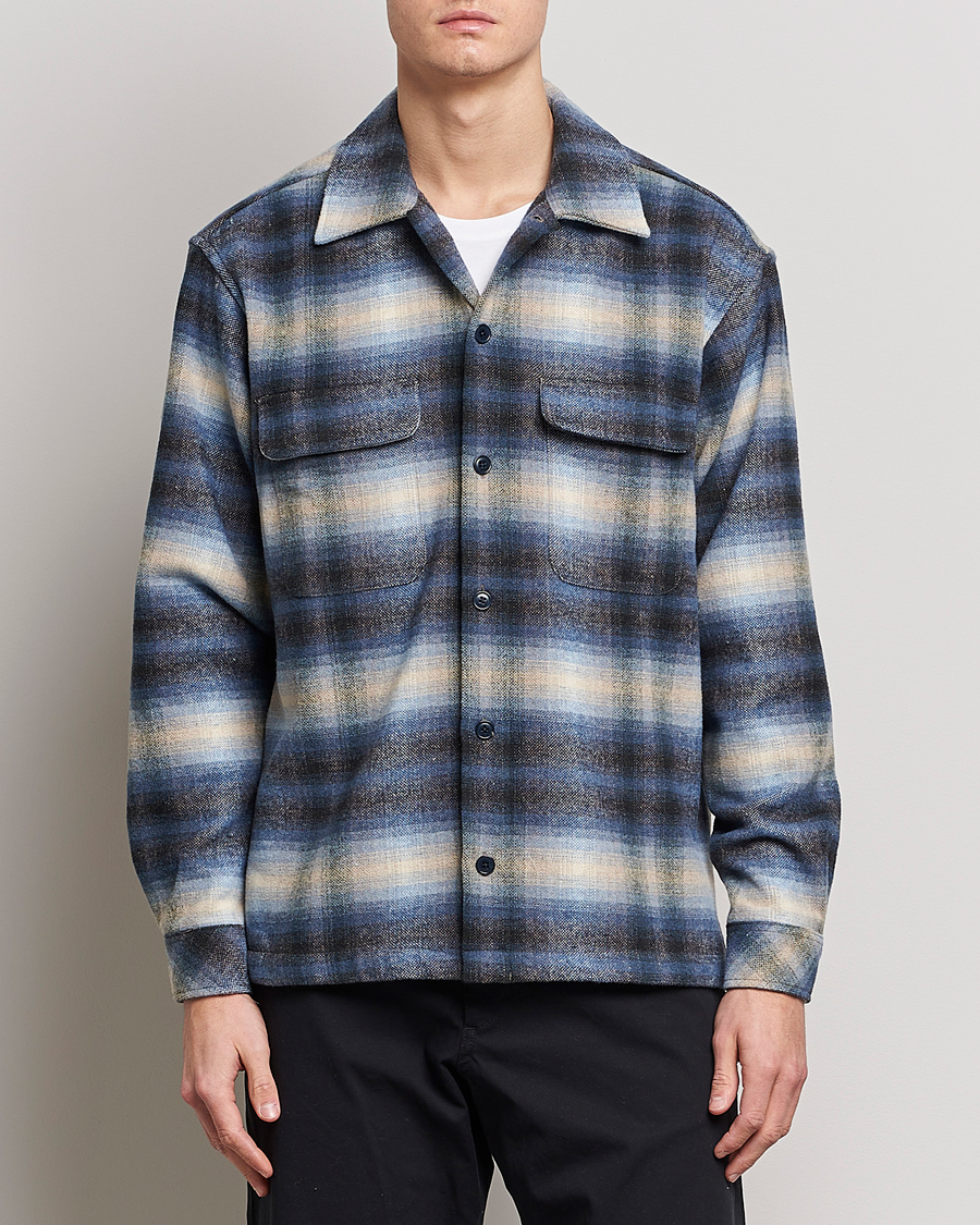 Herr | Skjortor | Samsøe Samsøe | Samsøe & Samsøe Castor Recycled Overshirt Blue Checked